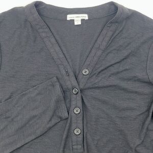 Standard James Perse Slub Jersey Henley Button Top Women's 4 (XL) Black V-Neck